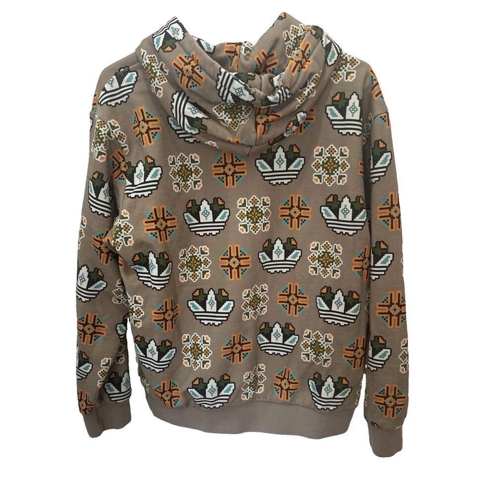 Adidas Men’s Originals Tile Allover Hoodie Trace Khaki Southwest JW1084 Medium - Picture 3 of 8